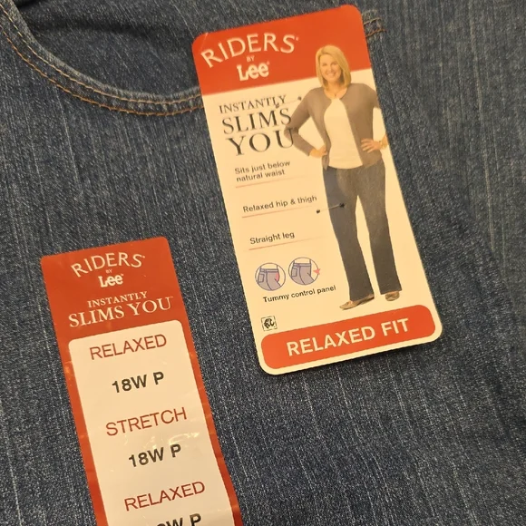 💥NEW!💥 Riders by Lee Men's Denim Relaxed Jeans - SIZE 18W P - Picture 2 of 5